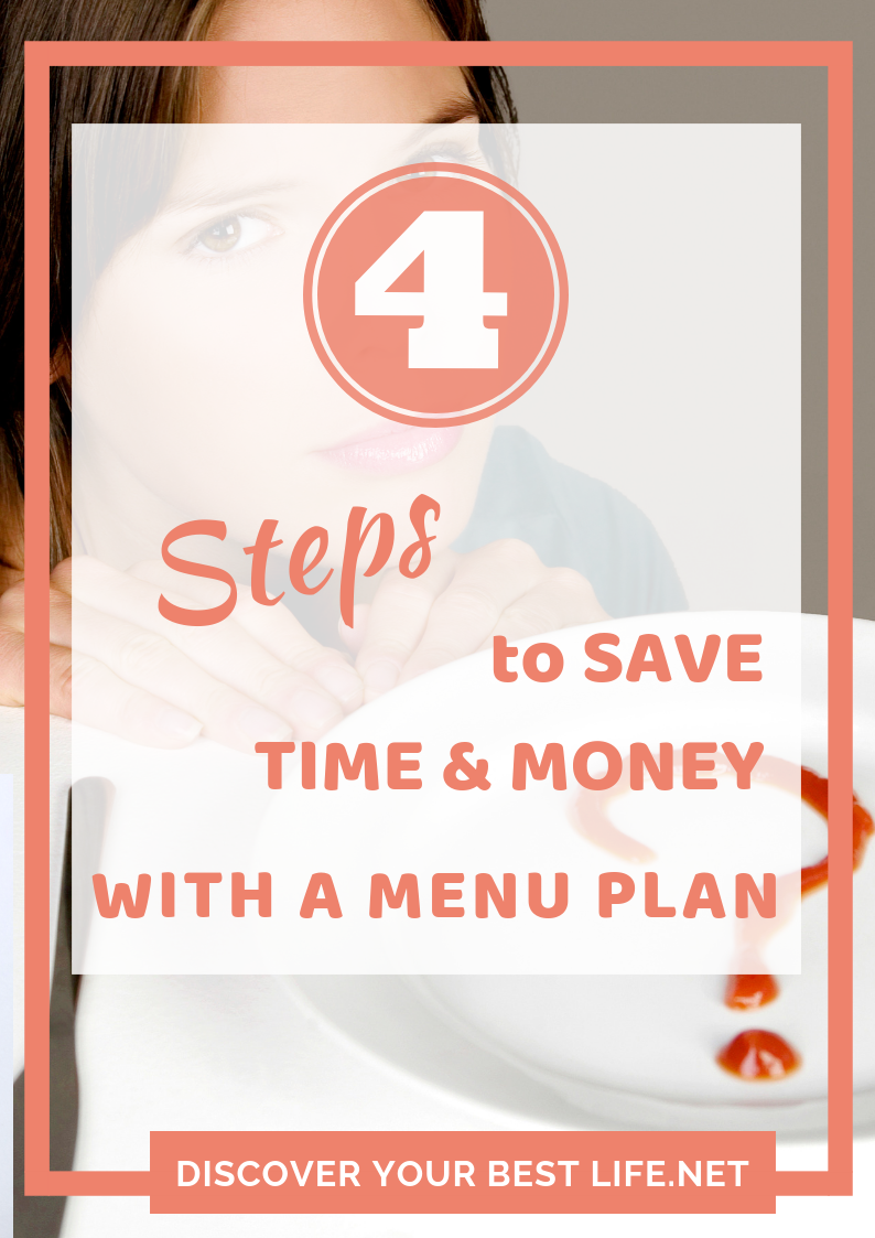 4 steps to save time and money at the grocery store menu planner cover page