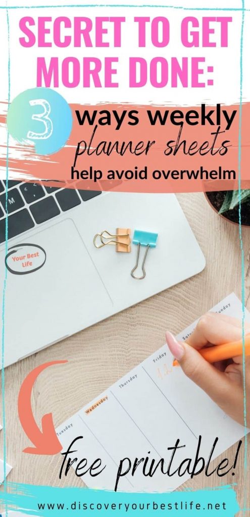 Stop the overwhelm and get more done with these free weekly  planner sheets printables! Three ways I use weekly plan sheets to get everything done. 